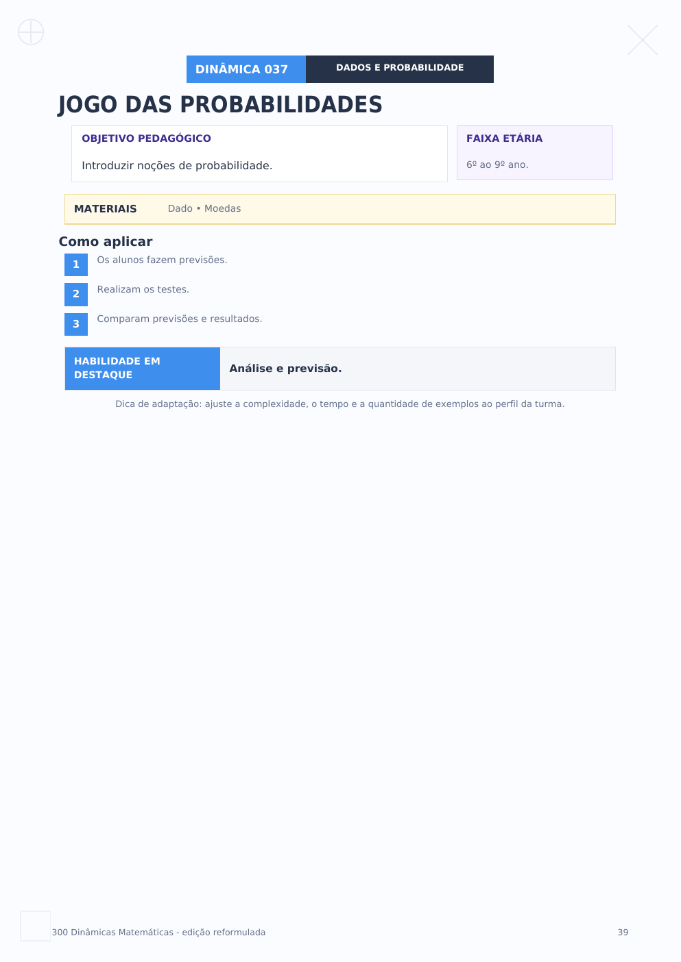 Dinâmica Jogo das Probabilidades
